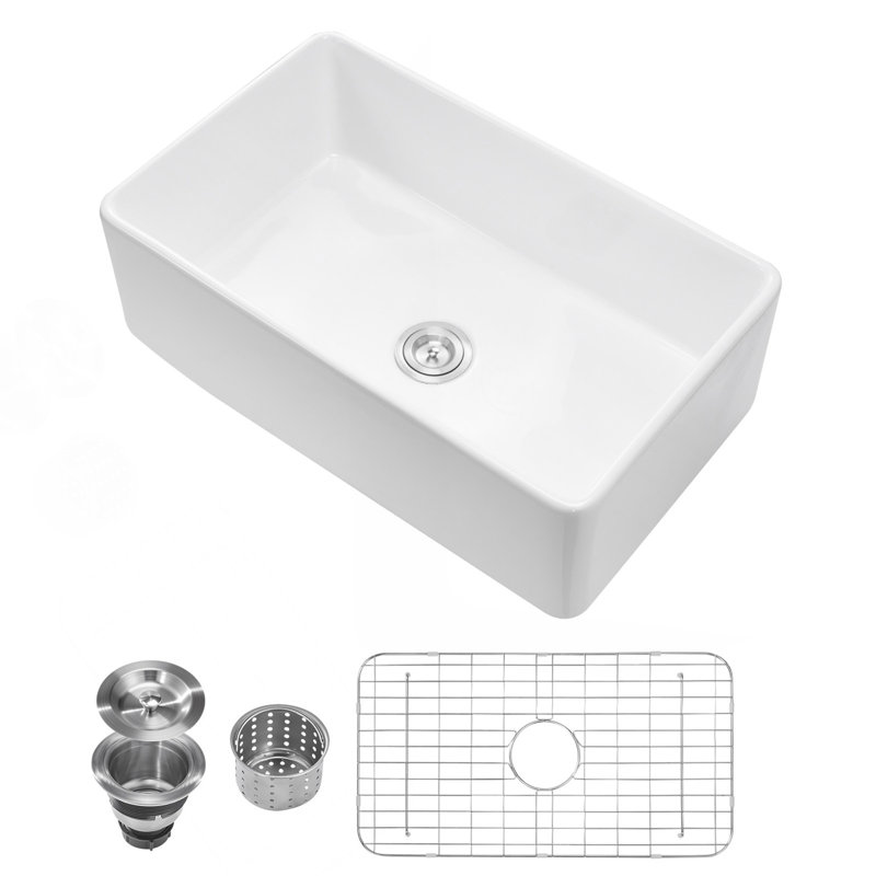 Évier de cuisine encastré en argile réfractaire simple 33,5 x 20 po