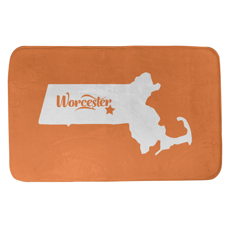 Tapis rectangulaire antidérapant pour salle de bain, L 17 po x L 21 po, Orange, Worcester, Massachusetts