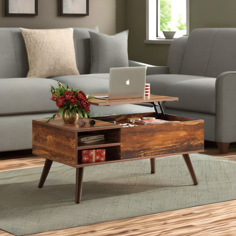 Table basse à plateau relevable en bois