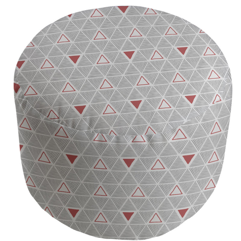 Upholstered Pouf, Red Accent