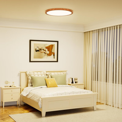 Light Fixtures Ceiling Mount: 12 Inch 24W Wood Grain 3CCT LED Ceiling Light 3000K-4000K-6000K Selectable Flat Round Lights For Bedroom Laundry Closet Hallway - Walnut Set Of 2