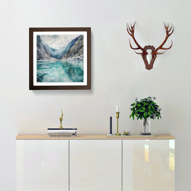 Glacier Impressionism - Single Picture Frame Print on Wood, Walnut