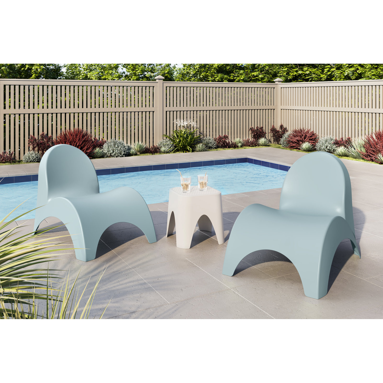 Frederick 2-Person Patio Seating Group, Blue/White