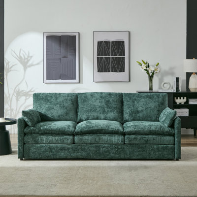 Canapé rembourré en chenille de luxe l 89 po