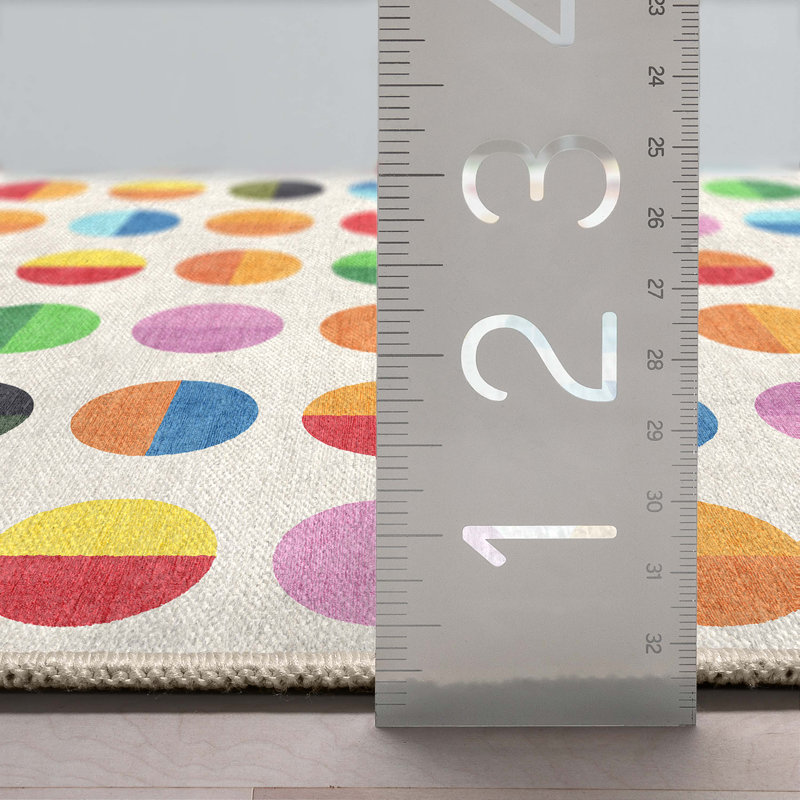 Crayola Modern Split Dots Bright Multi Color Area Rug, Rectangle 5'3" x 7'3"