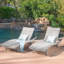 Chaise longue en osier crème
