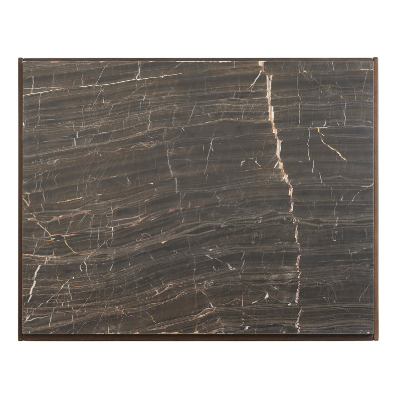 Summit Alpine Marble Top Rectangular End Table with Burnished Bronze Frame