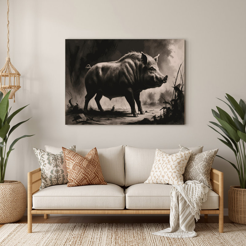 Art mural en métal noir Wildlife Hiant Forest Hog, H 12 po x l 18 po