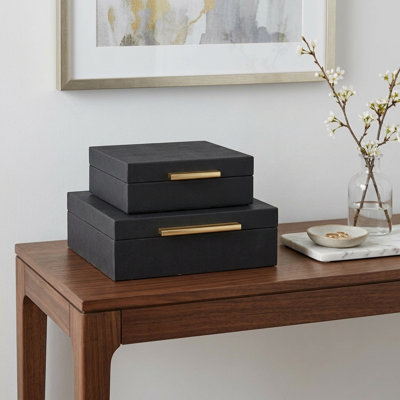 Rebeka 2 Piece Faux Leather Decorative Box Set