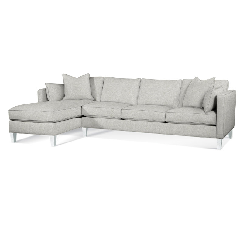 Lenox Chaise Sectional, Blue Buffalo Check; 0120-61, Left Hand Facing, Frost White