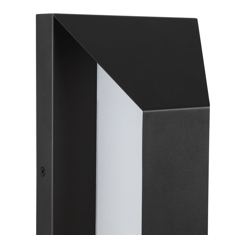 Modern Black Iron LED Outdoor Wall Sconce, 15" H x 5.5" W x 3.54" D