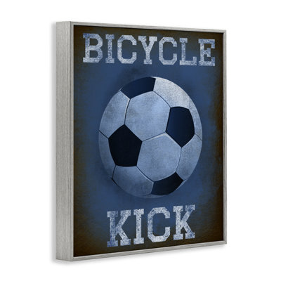 Bicycle Kick Navy Sports Framed Giclee, design by Marcus Prime