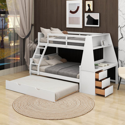 Twin Over Full Bunk Bed With Trundle And Desk