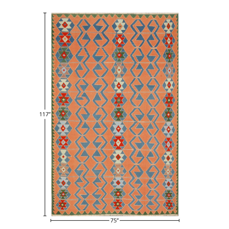 Flatweave Cotton and Wool Geometric Area Rug