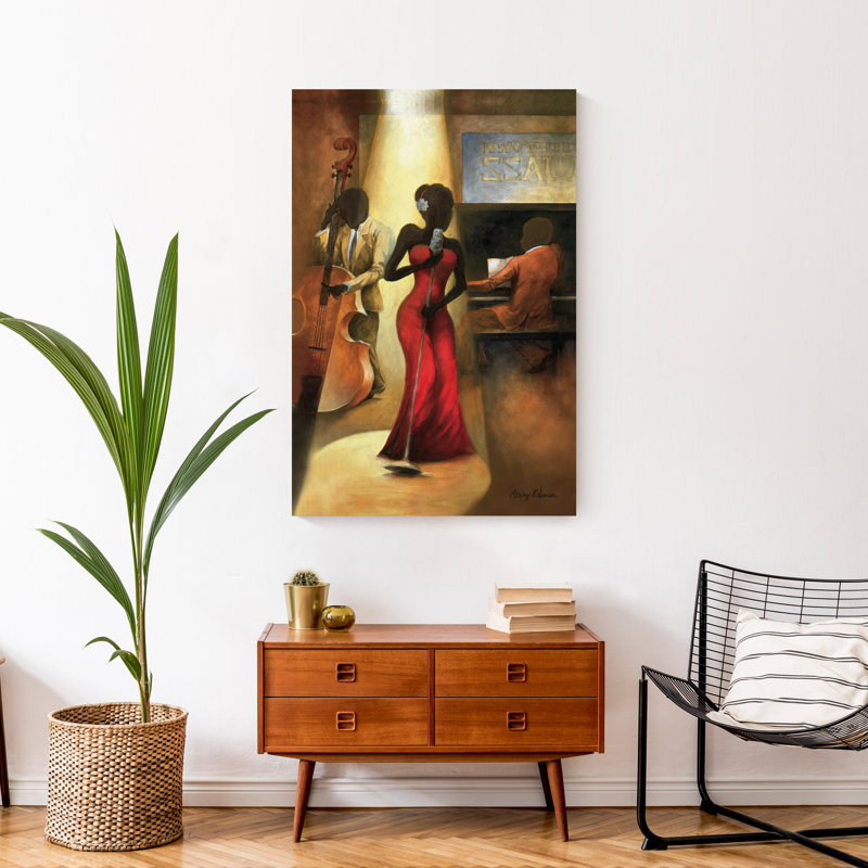 " Jazz Singer In Red " Print, 36" H x 24" W x 1.25" D, No Frame