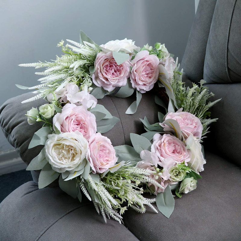 Couronne de rose artificielle 18 pouces Ansuma pour votre porte d'entrée