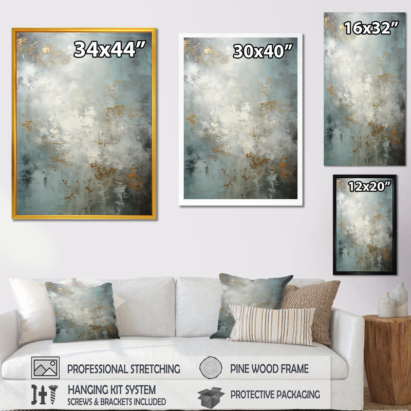 Minimalisme gris, surface lunaire 5 - Tachisme, art mural, Cadre simple noir, H 32 po x l 16 po x P 1 po