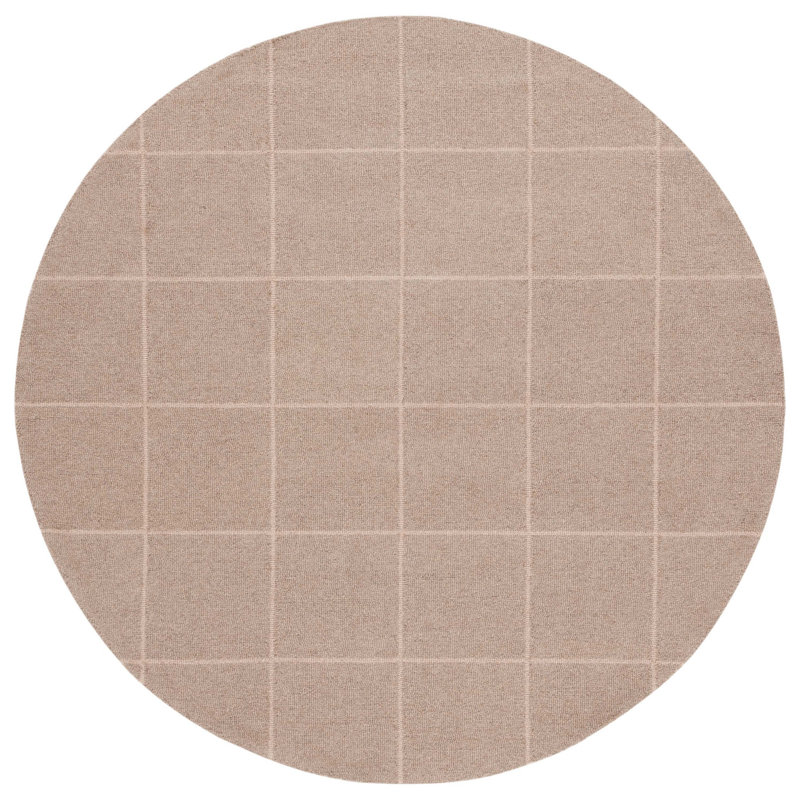  300 Hand Tufted Wool/Cotton with Latex Geometric Rug in Beige, Round 6'