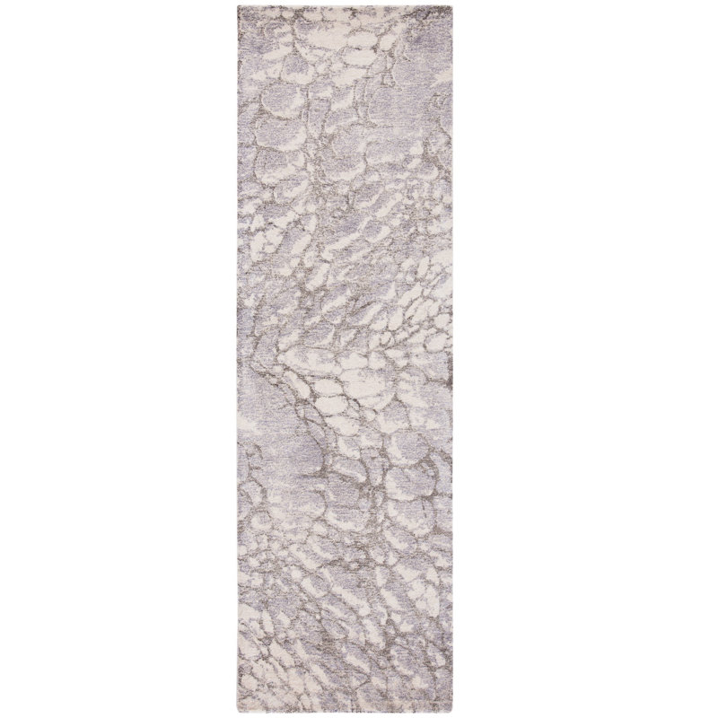 Tapis gris en laine / viscose touffeté à la main Layshia, Tapis de couloir 2 pi 3 po x 8 pi