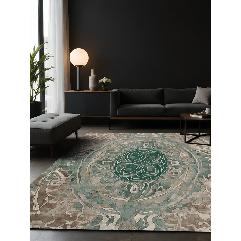 Tapis gris soyeux et moelleux, Carré 7 pi