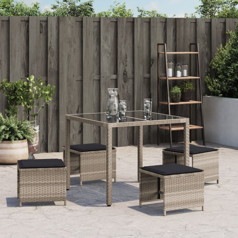 Ensemble de 4 tabourets de jardin Vidaxl, Noir, Gris clair