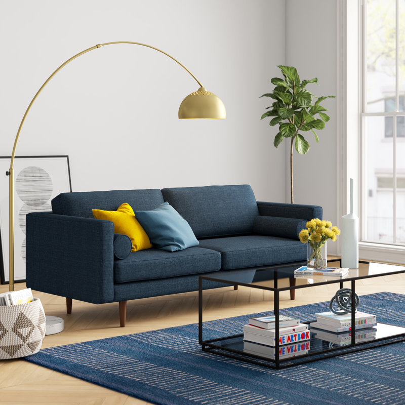 Stevens 81.5" Sofa with Reversible Cushions, Navy Linen Blend