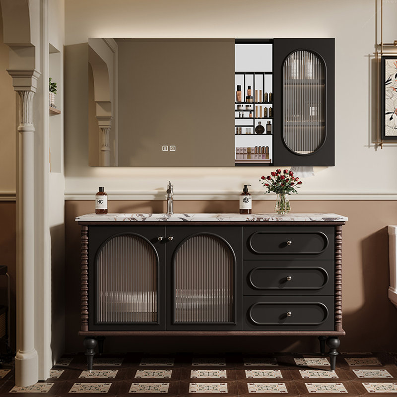 French-style retro floor-standing bathroom cabinet, 31.5" H x 47.2" W x 20.5" D