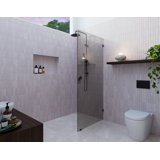 Ursa 30 in. x 78 in. Fully Frameless Gray Tinted Single Fixed Shower Panel