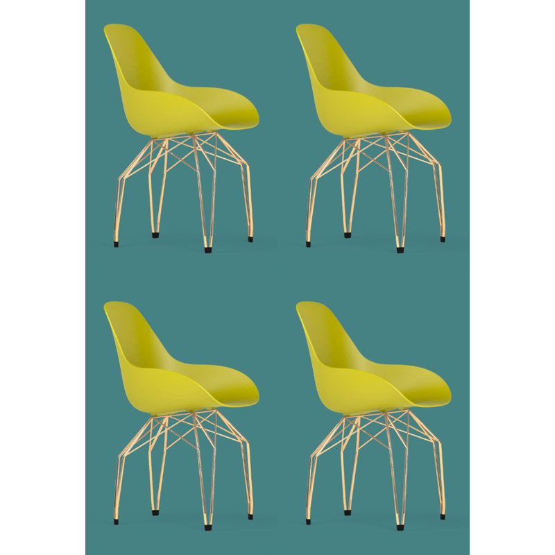 Chaises en diamant (ensemble de 4), Moutarde, Doré