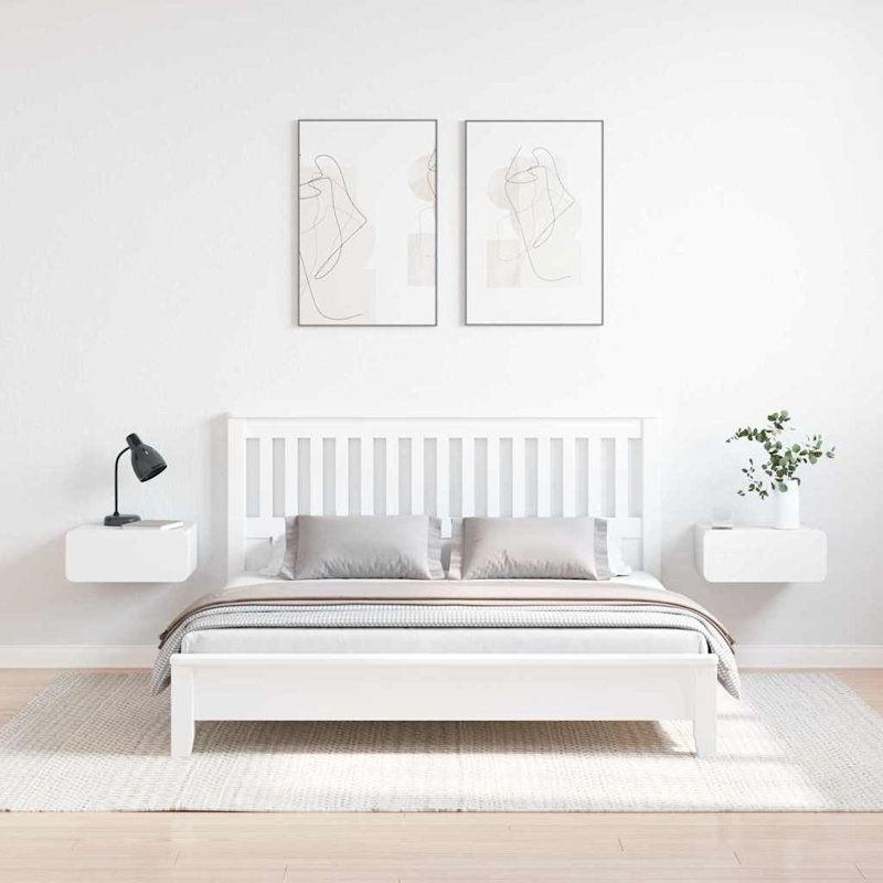 Bedside Table 2 Pcs 39 X 34 X 16.5 Cm Solid Pine Wood, White