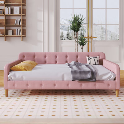 Full Size Upholstered Daybed With 4 Support Legs
