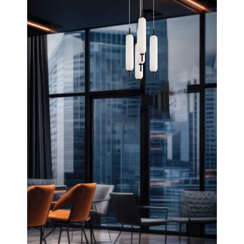 Luminaire suspendu multicolore à DEL 5 lumières Typha, Noir mat