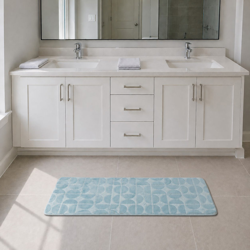 Tapis de salle de bain Demi-Lune, Bleu clair