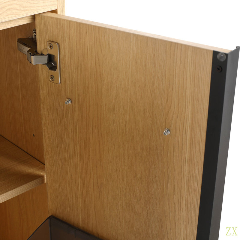 Meuble-lavabo autoportant de 60 po avec double lavabo en résine, porte à fermeture en douceur 4 et support de rangement à 3 ouvertures, emballage KD, contreplaqué