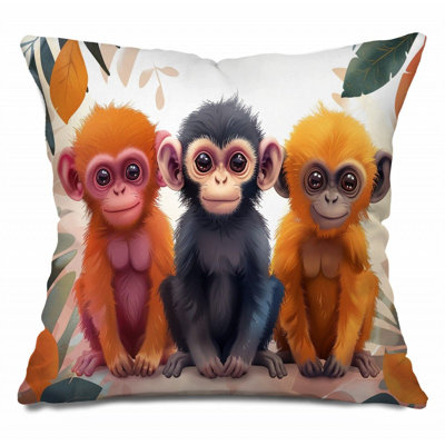 Coussin Monkey Trio, coussins en coton animal