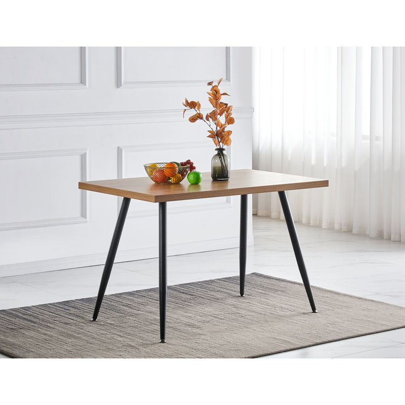 Ernst 120/150cm Nordic Metal Base Rectangular Manufactured Wood Dining Table, Oak, 120cm x 70cm