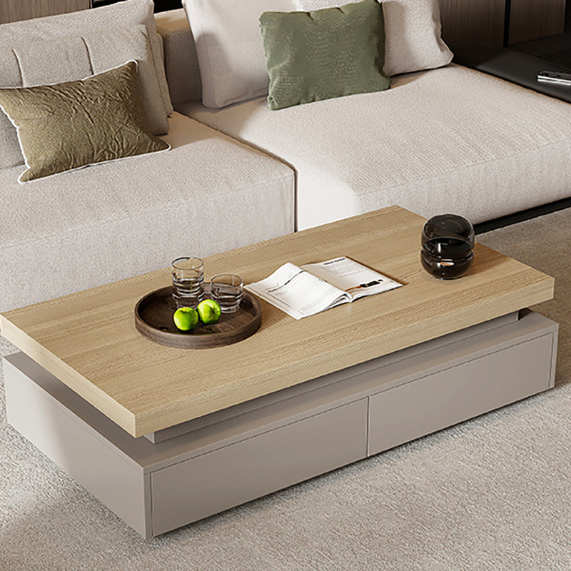 Table basse moderne, simple et créative, H 16,5 po x L 59,1 po x l 33,5 po, Bois jaune clair