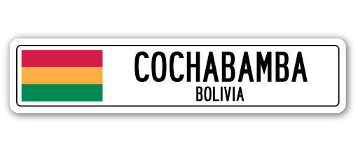 Plaque de rue en aluminium, drapeau d'Alphonse Cochabamba, Bolivie, H 7 po x l 30 po x P 1 po