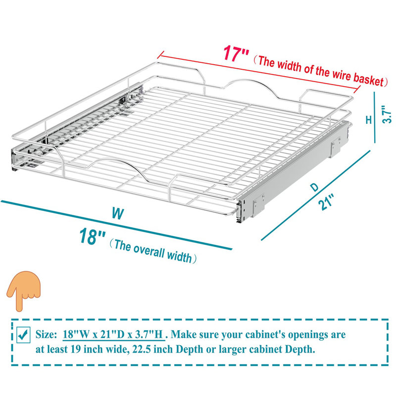 Panier à tiroirs pour armoires Miella, H 3,7 po x l 18 po x P 21 po