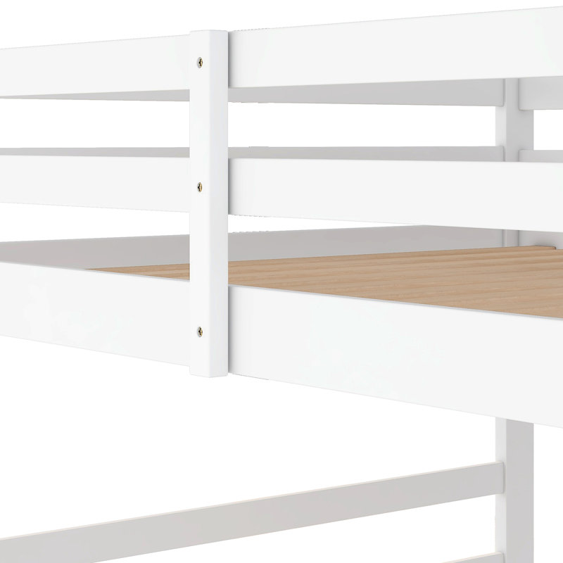 Lit double superposé au-dessus avec finition blanche - Bois de pin fabriqué et matériaux de qualité commerciale, Blanc