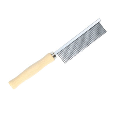Ensemble de peignes de toilettage professionnel pour chien en métal - Outil de démêlage à poignée en bois pour chiens et chats