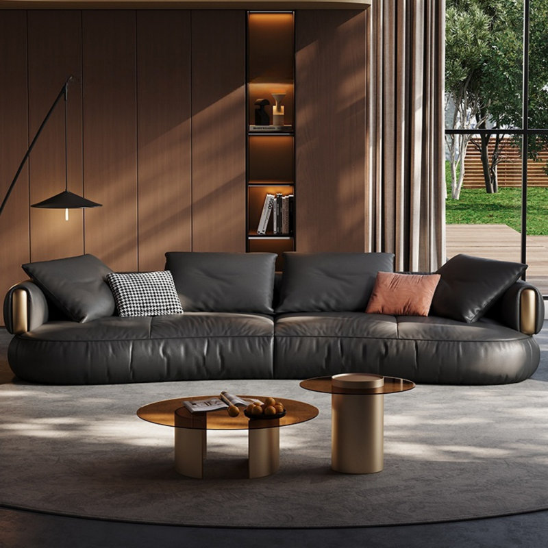Canapé noir créatif et décontracté, H 26,77 po x l 110,24 po x P 49,21 po, 4
