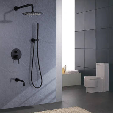 KIBI USA Cube Shower Column with Dual Function Shower Head Black Matte