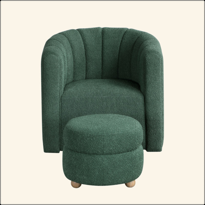 Mobilier de salon moderne et pivotant avec repose-pieds Boucle, Vert
