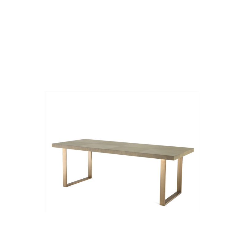 Borghese Solid Oak Dining Table, Wash Oak/Brushed Brass, 39.3701" W x 90.5512" L