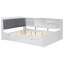 Lit plateforme en bois avec lit gigogne, tablettes et tête de lit avec rangement-865879674-865879673