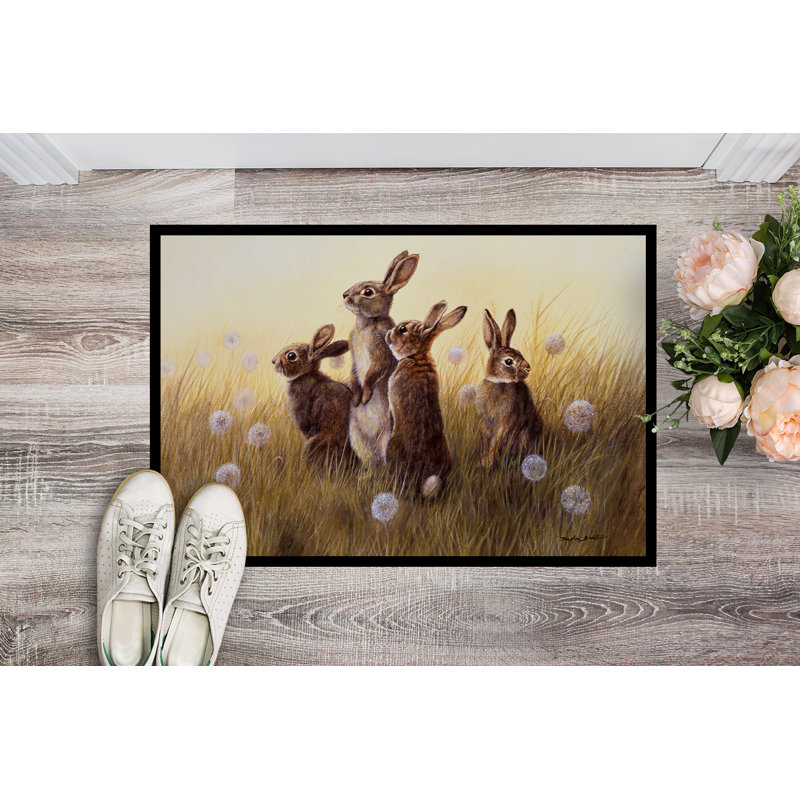 Villisca Non-Slip Easter Outdoor Doormat, Rectangle 1'6" x 2'3"