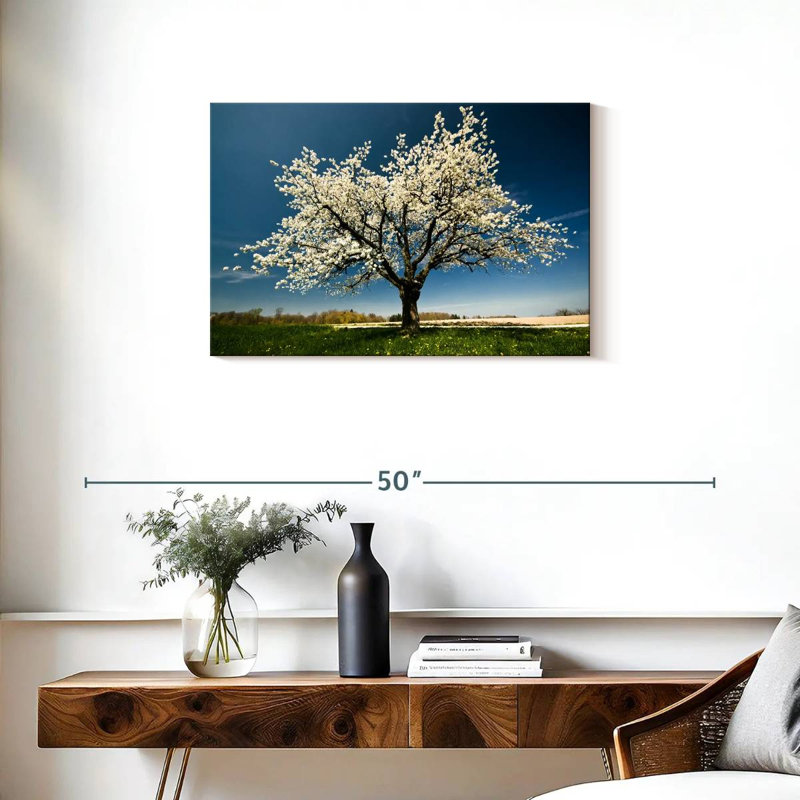 Harnek White Cherry Blossom, 20" H x 30" W