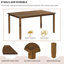 Ensemble de salle à manger 6 pièces, table rectangulaire en bois avec 4 chaises en tissu et 1 banc-1992783798-1992783796