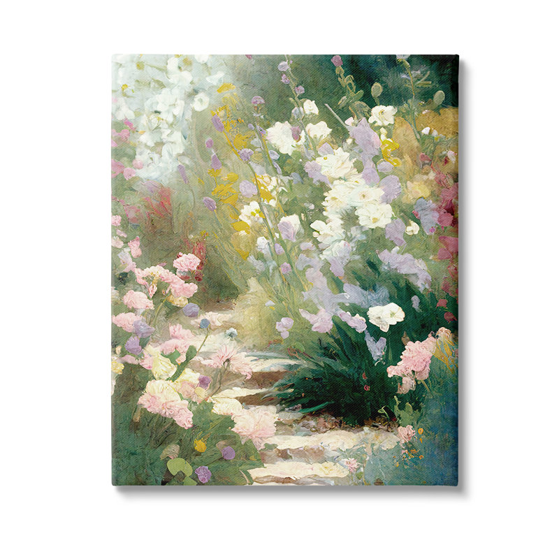 «Garden Flower Path», art mural sur toile par Gina Kelly, H 40 po x l 30 po
